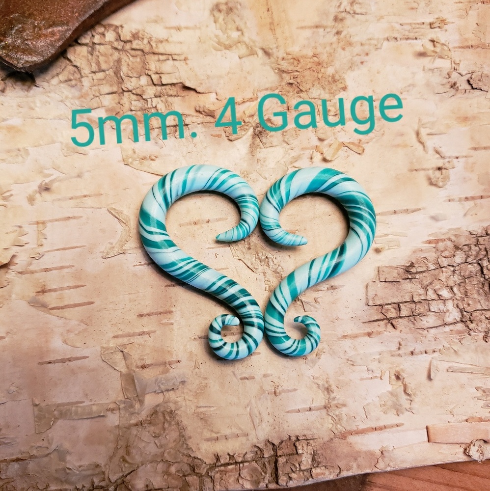 Unique clay 4 gauge earrings handmade plugs